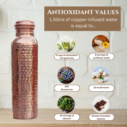 Certified Ayurveda® Pure Copper Water Bottle - V2 Hand-Hammered Edition