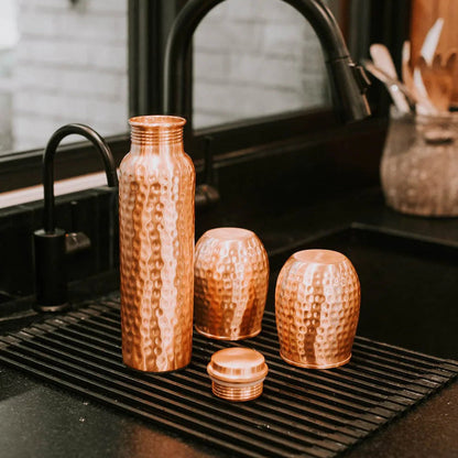 Certified Ayurveda® Pure Copper Water Bottle - V2 Hand-Hammered Edition