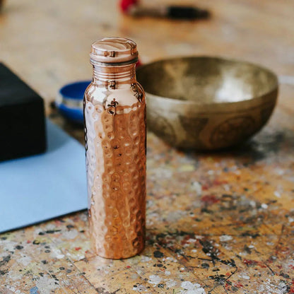 Certified Ayurveda® Pure Copper Water Bottle - V2 Hand-Hammered Edition